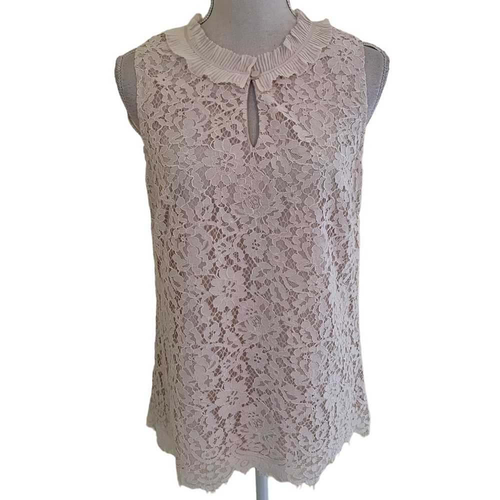 J. Crew Cream Lace Sleeveless Blouse ST